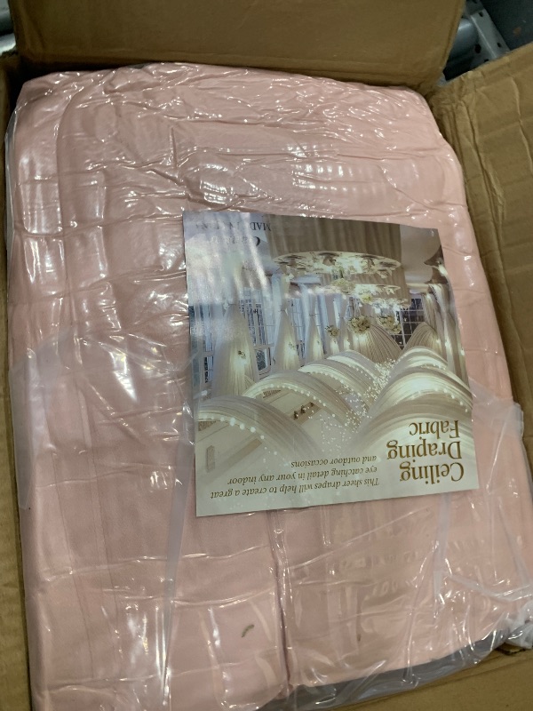 View 3 of 10 Panels Blush Pink Ceiling Drapes for Wedding, 5ft x 30ft Light Pink Sheer Fabric Ceiling Curtains for Gender Reveal Party Photo Background Birthday Decoration, Tent Drapes