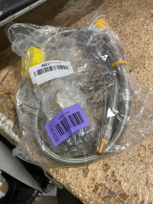 View 2 of 18 inch RV Propane Hose with Gauge 2 Pack-Stainless Steel Braided LP Tank Hose for Standard Two-Stage Regulator 1/4" Male NPT to QCC1 Fittings 350PSI - CSA Certified for Camper Grill