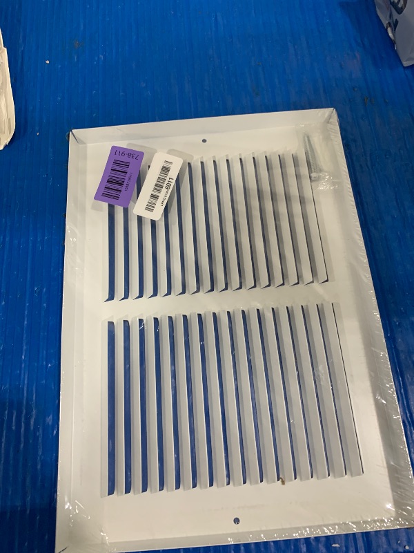 View 2 of 12x8 Return Air Vent Cover Grille for Baseboard Duct Opening - 7/8" Margin Turnback (Depth) Flush Fit Vent Cover Air Grill by HVAC - White - Overall Size: 13.75" x 9.75"