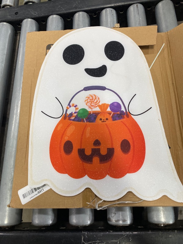 View 1 of **ONLY ONE** Lighted Cute Ghost Yard Signs, **1** Packs Halloween Decorations Outdoor Scary Witch Pumpkin Boo Signs with Lights for Lawn Garden Yard Stakes Outside Halloween Decoration Decor Clearance