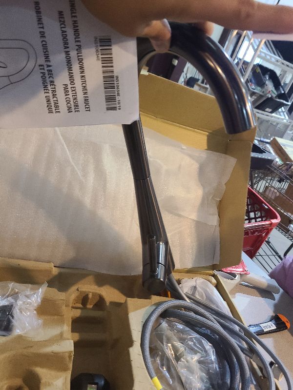 View 3 of Moen Sleek Pulldown Kitchen Faucet, Black Stainless