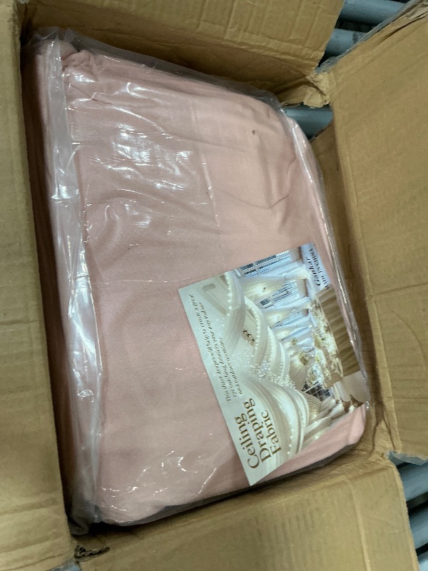 View 3 of 10 Panels Blush Pink Ceiling Drapes for Wedding, 5ft x 30ft Light Pink Sheer Fabric Ceiling Curtains for Gender Reveal Party Photo Background Birthday Decoration, Tent Drapes