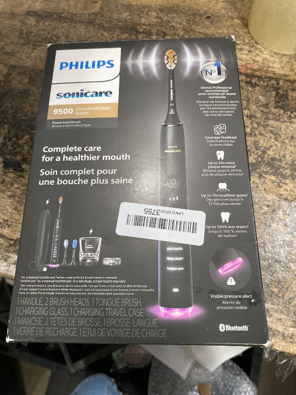 View 5 of ***DAMAGED - SEE NOTES/PICTURES***Philips Sonicare DiamondClean 9500 Electric Toothbrush 3 Brush Heads, Black