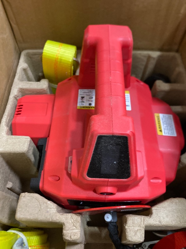 View 3 of 1000LB Battery Power Winch 40FT Synthetic Rope, Compatible with Milwaukee Battery(Greater Than 18V 4.0ah),Portable Battery Winch with Remote,for Lifting (Red,Battery not Included)