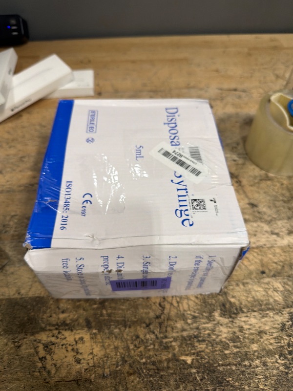 View 2 of 100 Pack Disposable 5ml/cc Lab Syringes with 22Ga 1.25 Inch Needle Luer Lock, Individually Sealed Packed