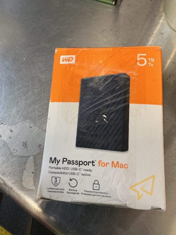 Photo 1 of WD 5TB My Passport for Mac, Navy, Portable External Hard Drive with backup software and password protection, USB 3.1/USB 3.0 compatible - WDBA2F0050BBL-WESN