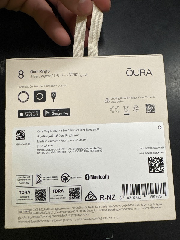 Photo 1 of Oura Ring 5 Smart Ring - Silver - Size 8