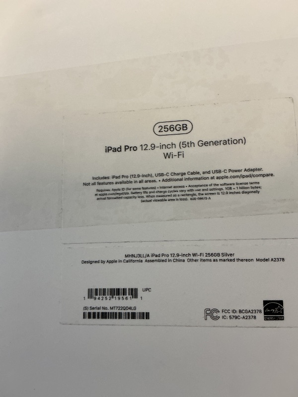 Photo 1 of Apple 12.9-inch iPad Pro Wi-Fi 256GB Silver
