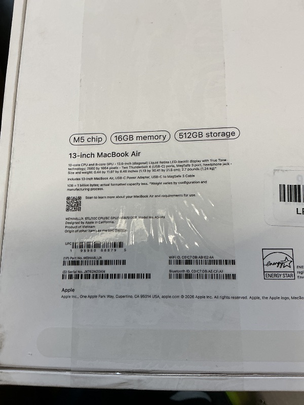 Photo 1 of Apple MacBook Air 13-inch M5 Laptop