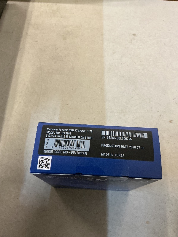 Photo 1 of FACTORY SEALED— Samsung T7 Shield Portable SSD 1TB, USB 3.2 Gen 2, Up to 1,050 MB/s