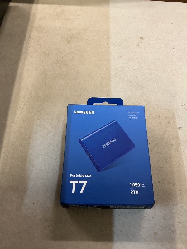 Photo 1 of FACTORY SEALED— SAMSUNG T7 Portable SSD, 2TB External Solid State Drive, Speeds Up to 1,050MB/s, USB 3.2 Gen 2, Reliable Storage for Gaming, Students, Professionals, MU-PC2T0H/AM, Blue