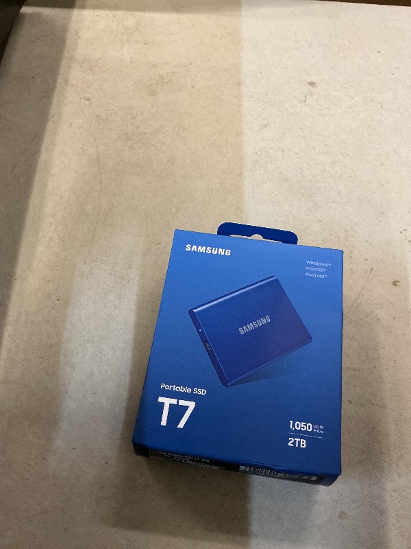 Photo 1 of FACTORY SEALED— SAMSUNG T7 Portable SSD, 2TB External Solid State Drive, Speeds Up to 1,050MB/s, USB 3.2 Gen 2, Reliable Storage for Gaming, Students, Professionals, MU-PC2T0H/AM, Blue