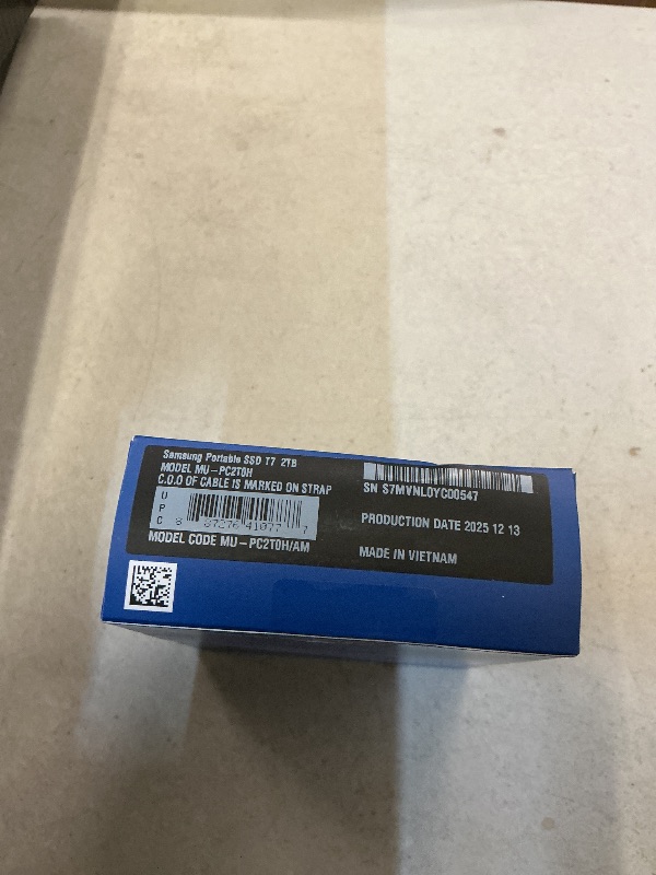 Photo 1 of FACTORY SEALED— SAMSUNG T7 Portable SSD, 2TB External Solid State Drive, Speeds Up to 1,050MB/s, USB 3.2 Gen 2, Reliable Storage for Gaming, Students, Professionals, MU-PC2T0H/AM, Blue