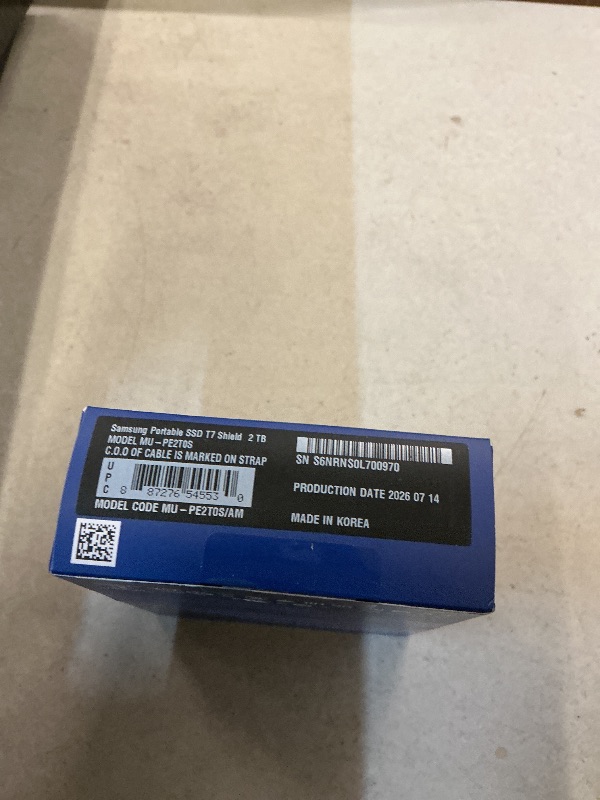Photo 1 of FACTORY SEALED— Samsung T7 Shield Portable SSD 2TB, USB 3.2 Gen 2, Up to 1,050 MB/s