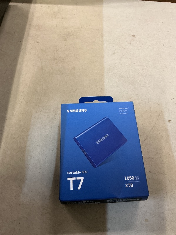 Photo 1 of FACTORY SEALED— SAMSUNG T7 Portable SSD, 2TB External Solid State Drive, Speeds Up to 1,050MB/s, USB 3.2 Gen 2, Reliable Storage for Gaming, Students, Professionals, MU-PC2T0H/AM, Blue