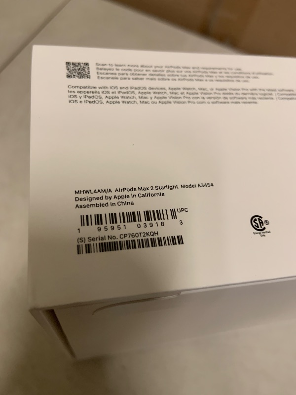 Photo 1 of Apple AirPods Max 2 Wireless Over-Ear Headphones, Active Noise Cancellation, Adaptive Audio, Personalized Spatial Audio, Live Translation, Bluetooth Headphones for iPhone – Starlight