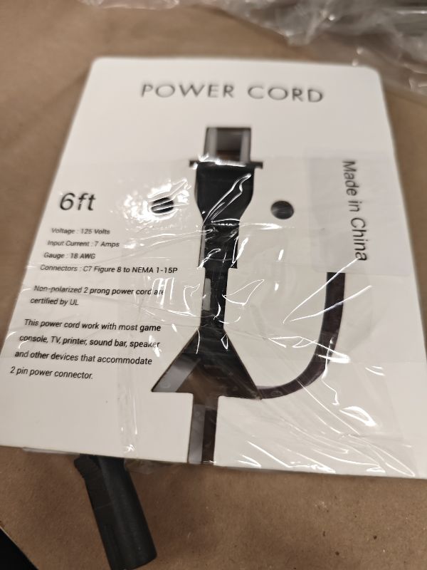 Photo 1 of WISEVER AC Power Cord - 6ft, Black