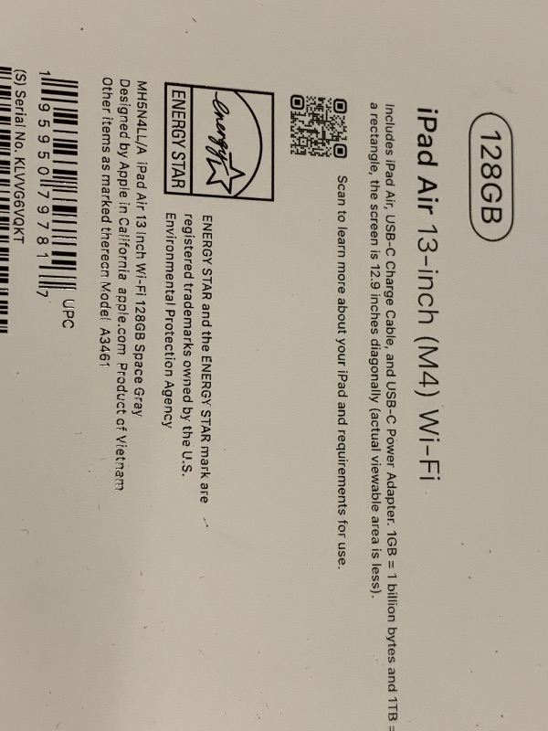 View 2 of Apple iPad Air 13-inch (M4): Liquid Retina Display, 128GB, 12MP Front/Back Camera, Wi-Fi 7 with Apple N1, Touch ID, All-Day Battery Life — Space Gray