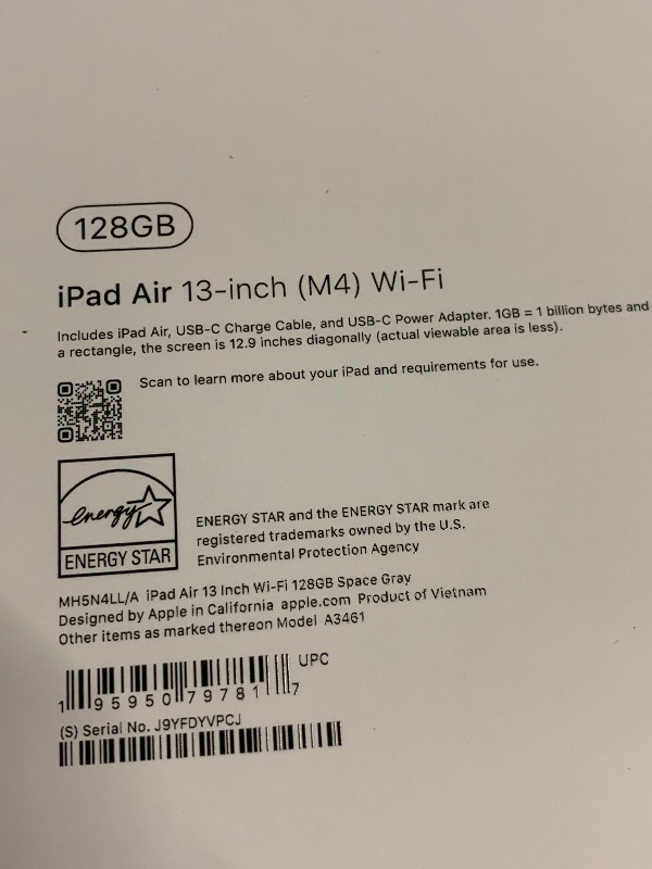 View 2 of Apple iPad Air 13-inch (M4): Liquid Retina Display, 128GB, 12MP Front/Back Camera, Wi-Fi 7 with Apple N1, Touch ID, All-Day Battery Life — Space Gray