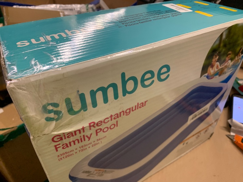 Photo 1 of Sumbee Inflatable Family Swimming Pool - 10ft x 6ft x 22" Blue/White