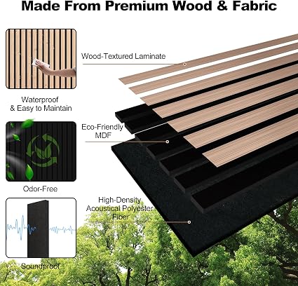 Photo 1 of 8 Pcs 94" × 11" Wood Panels for Wall, Soundproof Wood Slat Wall Paneling, Stylish Decor Acoustic Wall Panels for Wall and Ceiling, Odor-Free & Easy to Install, Natural Walnut
(Major damages to two panels)
