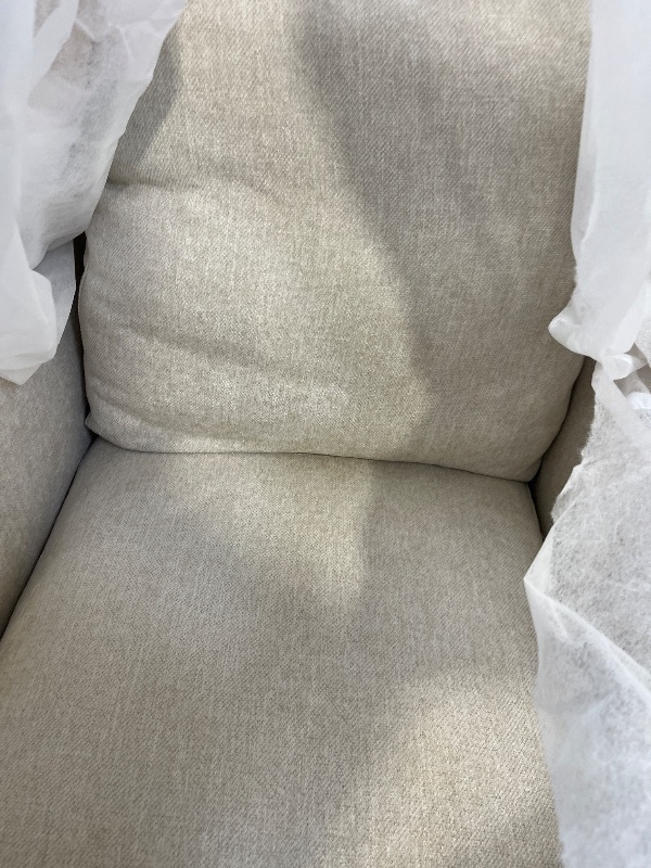 Photo 1 of KISLOT Upholstered Dining Arm Chair with Casters, Cream