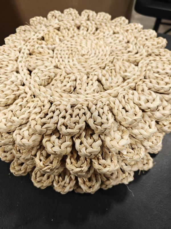 View 2 of AIMSEAL 8-pc Round Woven Placemats Set, 13" Corn Husk