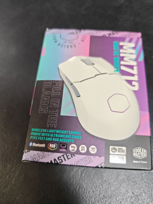 Photo 1 of Cooler Master MM712 Wireless Gaming Mouse, White