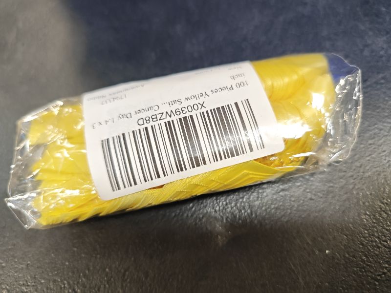 View 2 of SIMISI RIBBON Yellow Satin Awareness Ribbons with Safety Pins, 100 Pieces