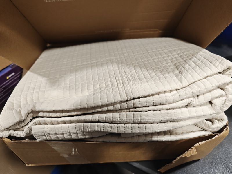 View 2 of EverGrace Queen Quilt Set - 100% Cotton Grid Stitch