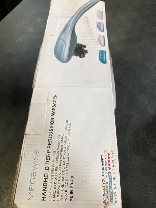 View 2 of MEGAWISE Handheld Percussion Massager for Back, 3600 RPM, 5 speeds, 7 Heads