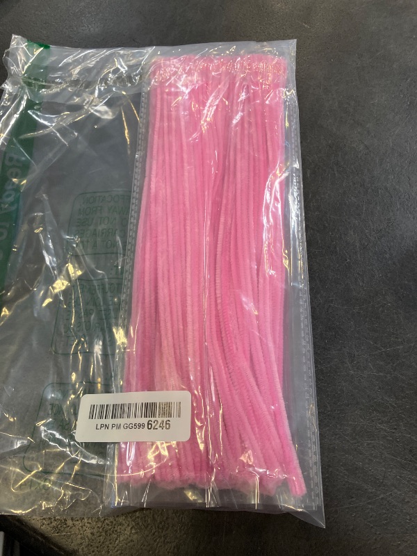 View 2 of Zlulary Cleaners Craft Chenille Stem, Pink, 100 Pieces