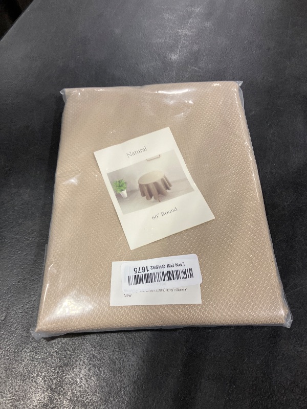 Photo 1 of Biscaynebay Textured Round Tablecloth - 60" Natural