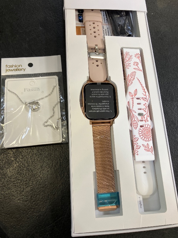 View 3 of Iaret Smart Watch for Women, 1.83" HD, 4 Bands, Rose Gold