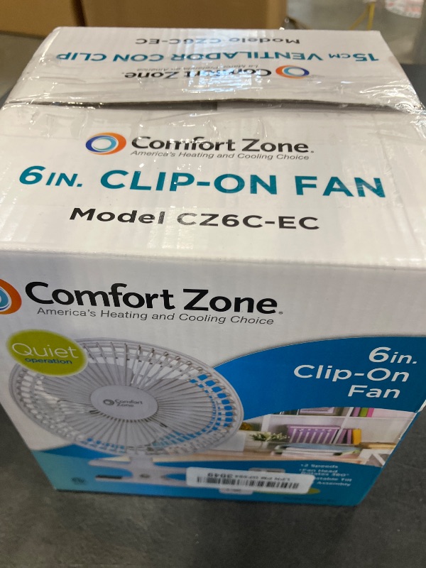Photo 1 of Comfort Zone 6" 2-Speed Clip Fan
