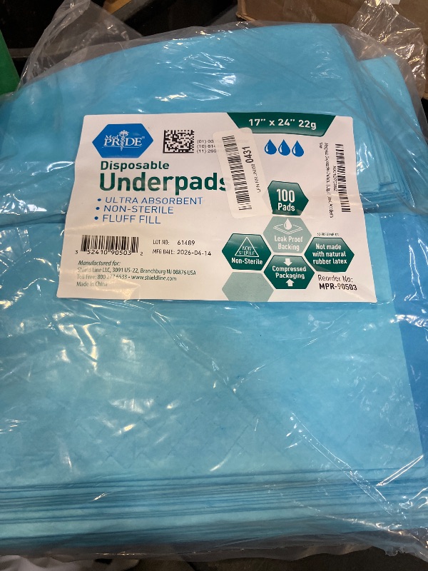 Photo 1 of MED Pride Disposable Underpads 17x24 in,Super Absorbent,Incontinence,100 Ct
