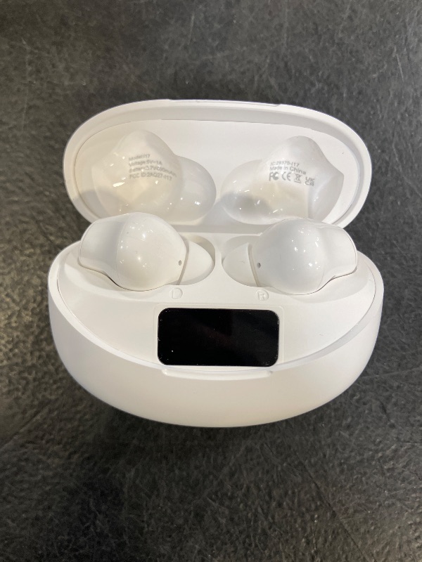 View 4 of Fhumsh Wireless Earbuds Bluetooth 5.4 Headphones, Noise Cancelling Mic Ear Buds with 50H Playback, LED Digital Display, lPX7 Waterproof Earphones for Office/Running/Workout(White)