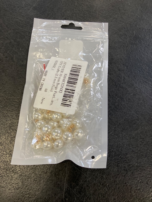 Photo 1 of ZEYIYER 30Pcs Resin Pearl Buttons, Beige, 10mm