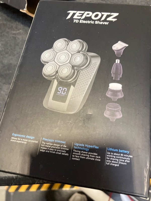 View 2 of TEPOTZ Head Shavers, Type-C Fast Charging with Travel Lock -Frost Silver