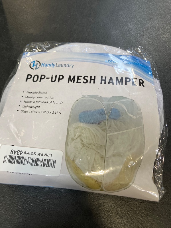 View 2 of Handy Laundry Pop-Up Mesh Laundry Hamper White