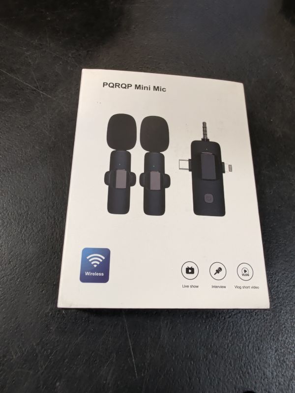 View 2 of PQRQP Wireless Lapel Microphone, Dual-Channel Noise Cancelling