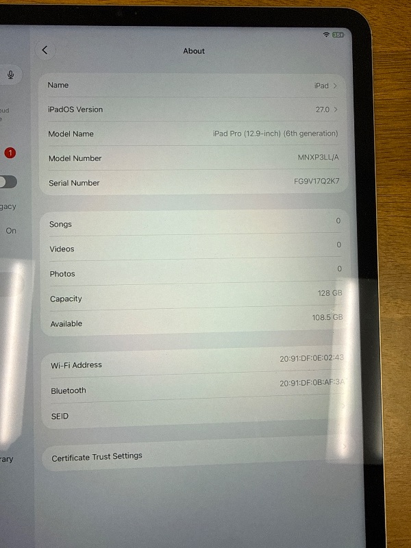 Photo 1 of Apple iPad Pro 12.9-inch M2 Chip Tablet