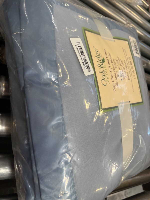 View 2 of OakRidge Fleece Blanket with Satin Binding - Blue, Twin