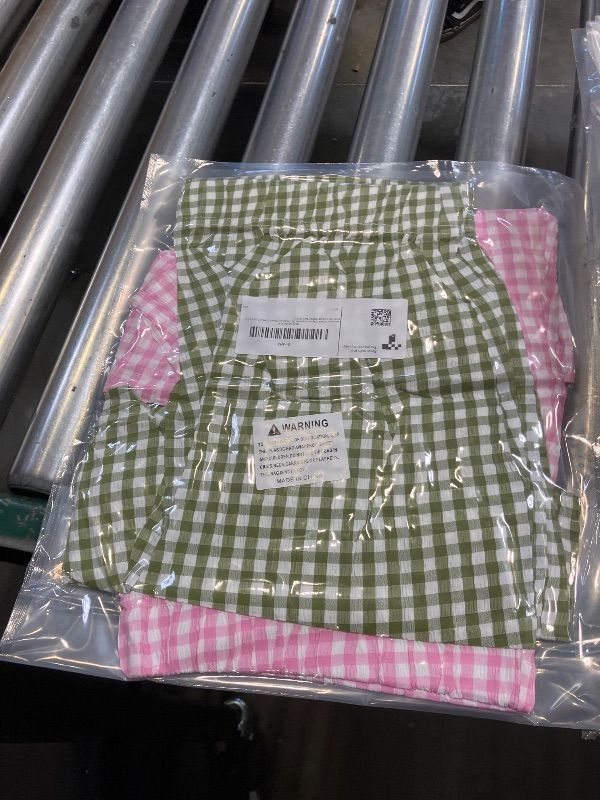 Photo 1 of Womens 2-Pack Pajama Summer Shorts Gingham Boxer Shorts Casual Y2K Beach Bottoms Lounge Sleep Plaid Shorts size m