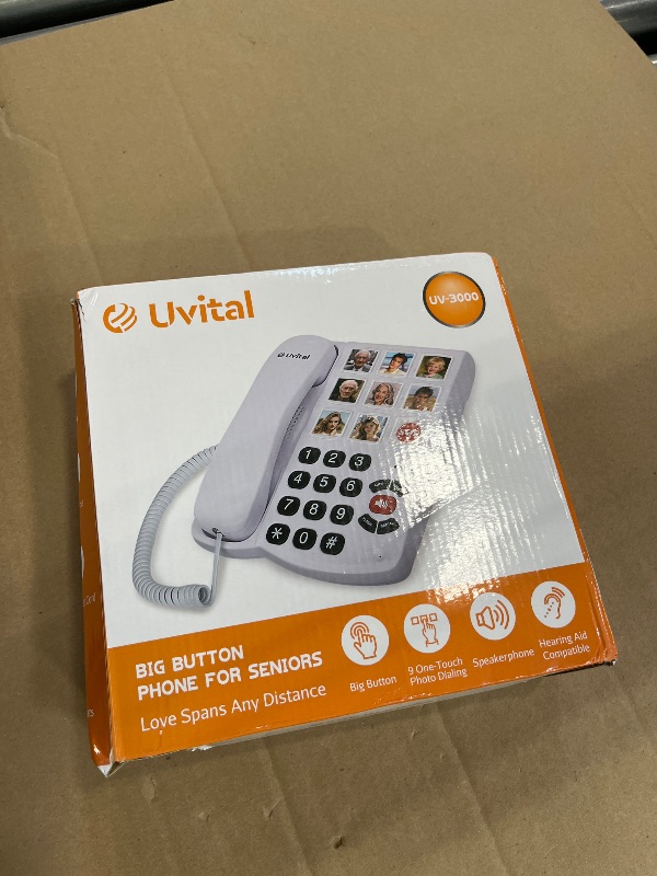 Photo 1 of Uvital Big Button Phone for Seniors, One-Touch Landline Phones, White