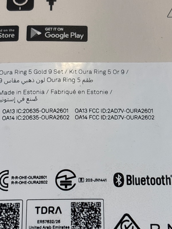 Photo 1 of Oura Ring 5 Smart Ring - Gold - Size 9