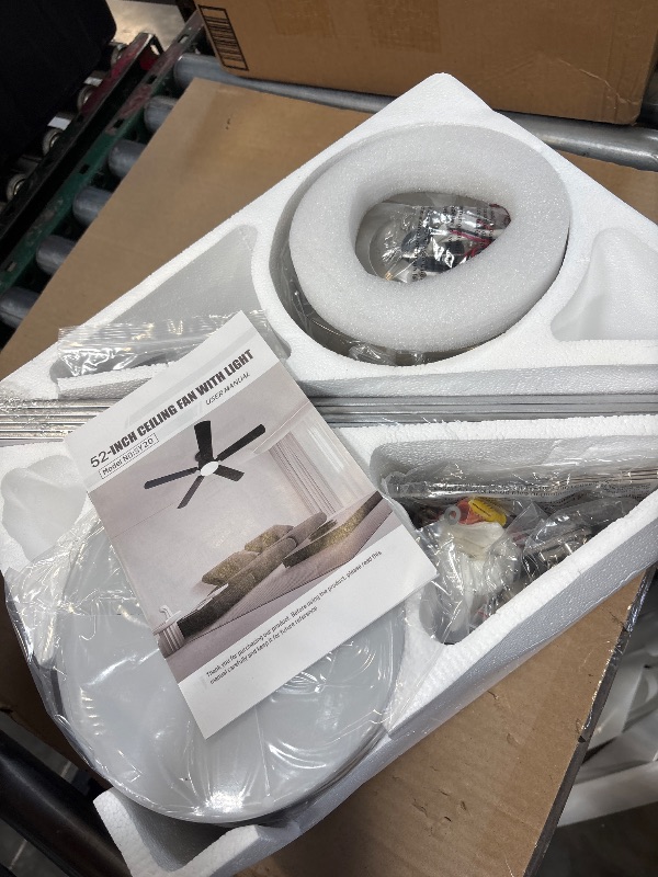 View 3 of NKPU 52-Inch Flush Mount Ceiling Fan with Light and Remote