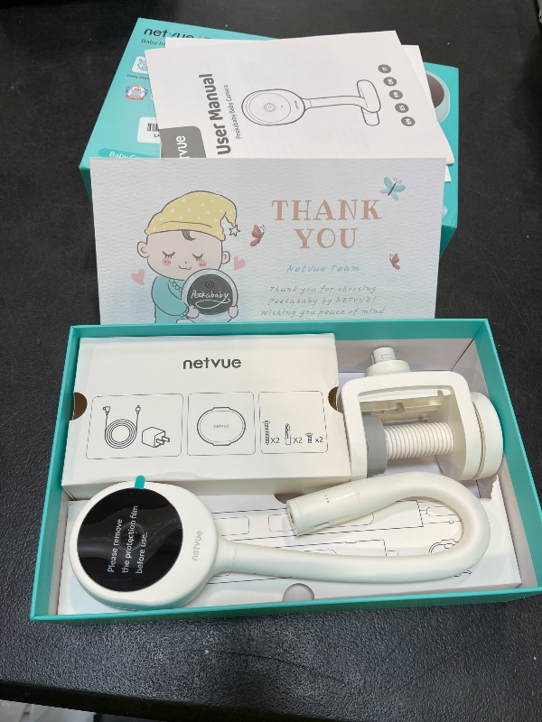 View 3 of NETVUE Peekababy Baby Camera with Wireless Audio, Adjustable Crib Mount Monitor, Works via 2.4GHz Wi-Fi for Wide Coverage & Stable Connection, Smart App, Two-Way Talk, No Screen (White)