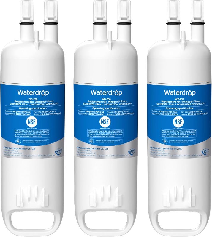 Photo 1 of Waterdrop EDR1RXD1 Water Filter, Replacement for W10295370A, 3 Pack