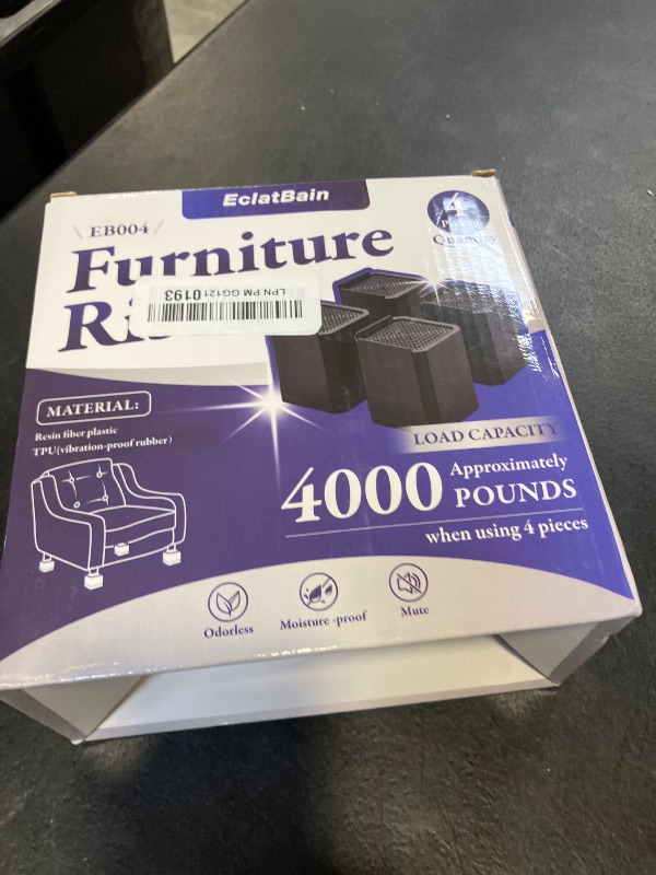 View 2 of EclatBain Adjustable Bed Risers - 4 Pack Black, 3" & 4.3" Height